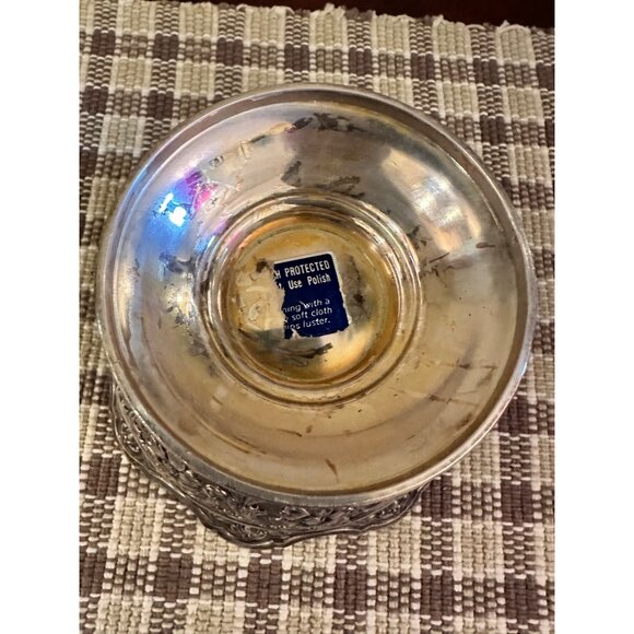 Vintage Repousse Ornate Silverplate Bowl With Floral Detailing - Picture 4 of 9